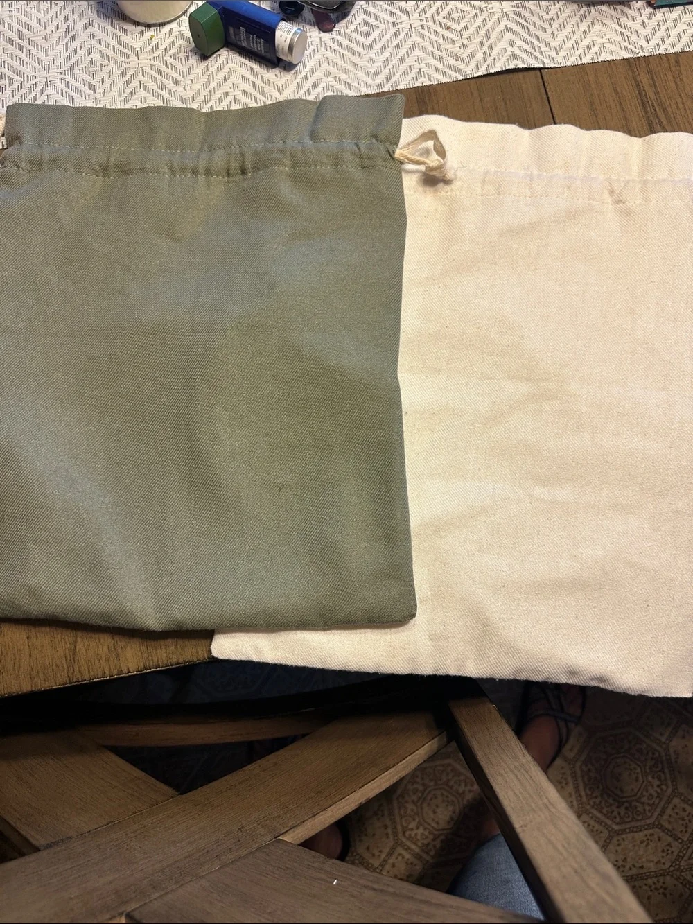Sourdough Drawstring Bags and bowl covers - Homemade With Love (Cream/Green)